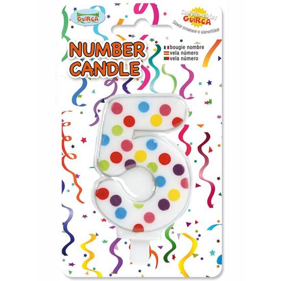 Vela de Cumpleaños Confeti Número 5 Vela de Cumpleaños Confeti Número 5