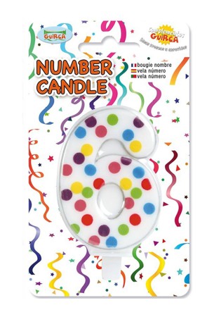 Vela de Cumpleaños Confeti Número 6