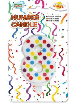 Vela de Cumpleaños Confeti Número 8