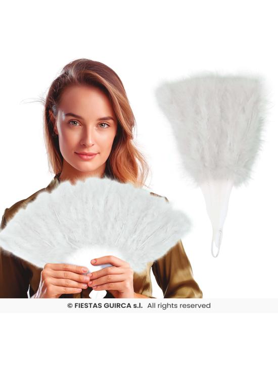 Abanico de Plumas Blanco 16 Palas