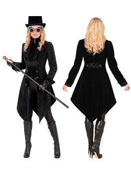 Abrigo gótico para mujer de terciopelo, frac steampunk, para carnaval, Halloween, cosplay