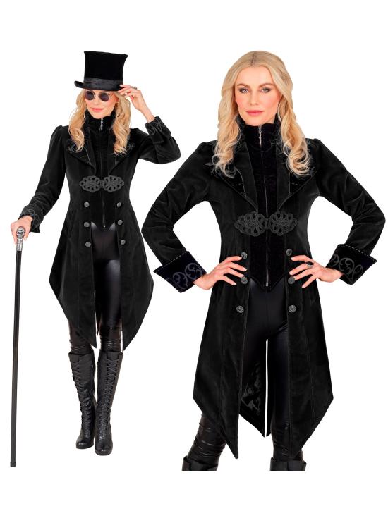 Abrigo gótico para mujer de terciopelo, frac steampunk, para carnaval, Halloween, cosplay