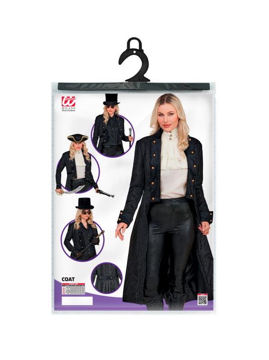 Abrigo Victoriano Negro para Disfraces de Época y Steampunk