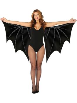 Alas de Murciélago y Telaraña (170x80 cm) - Accesorio para Disfraz de Ángel, Diablo y Demonio para Halloween y Fiestas de Disfraces - Ideal para Mujer Adulta