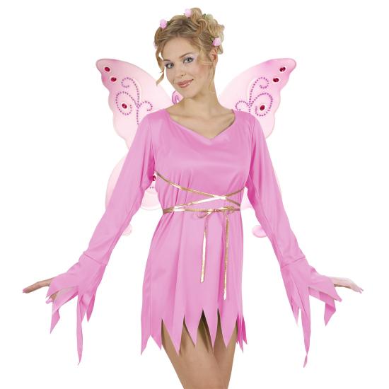 Alas Fantasía Rosa con Purpurina y Piedras