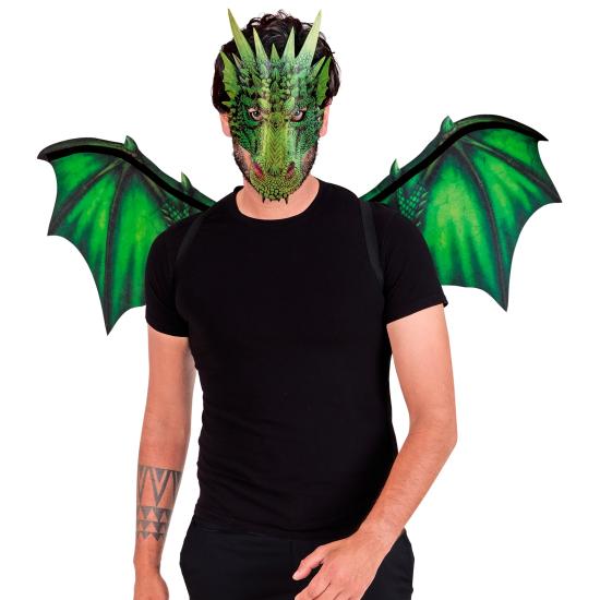 Alas y Máscara de Dragón Verde