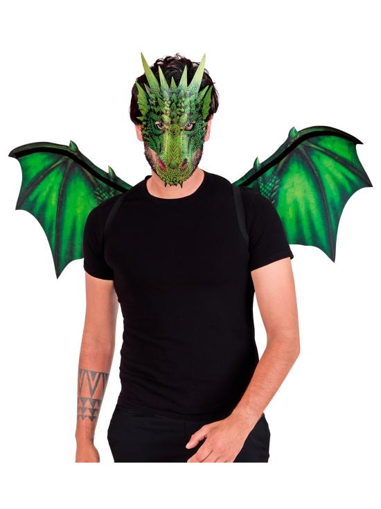 Alas y Máscara de Dragón Verde