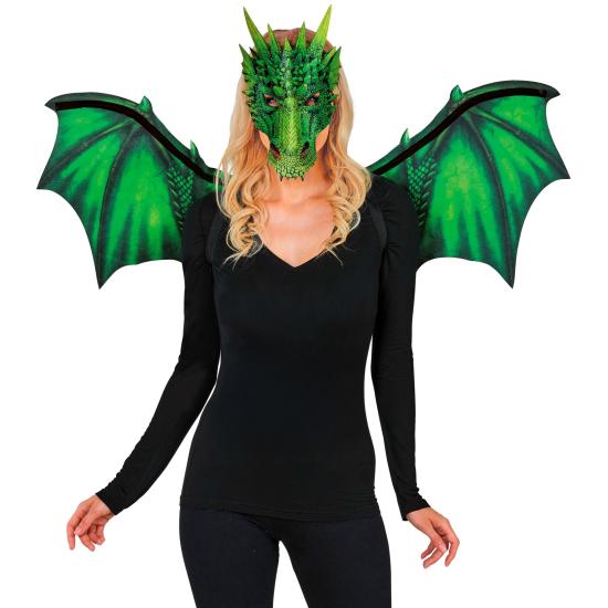 Alas y Máscara de Dragón Verde
