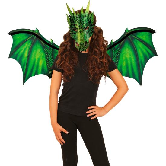 Alas y Máscara de Dragón Verde