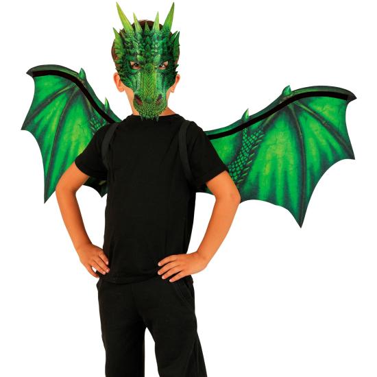 Alas y Máscara de Dragón Verde
