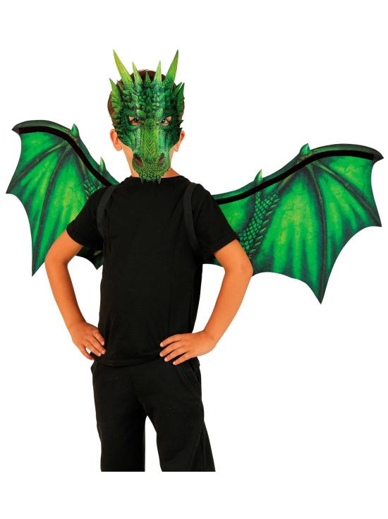 Alas y Máscara de Dragón Verde