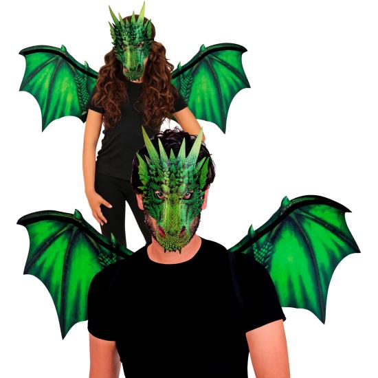Alas y Máscara de Dragón Verde