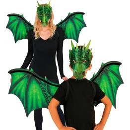 Alas y Máscara de Dragón Verde