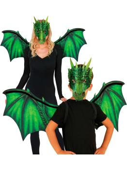 Alas y Máscara de Dragón Verde