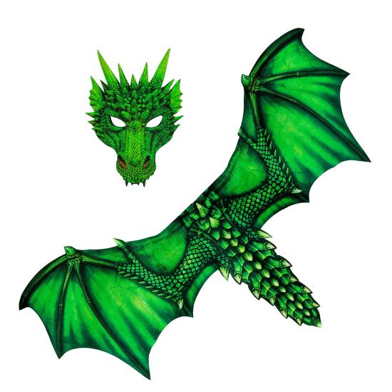 Alas y Máscara de Dragón Verde
