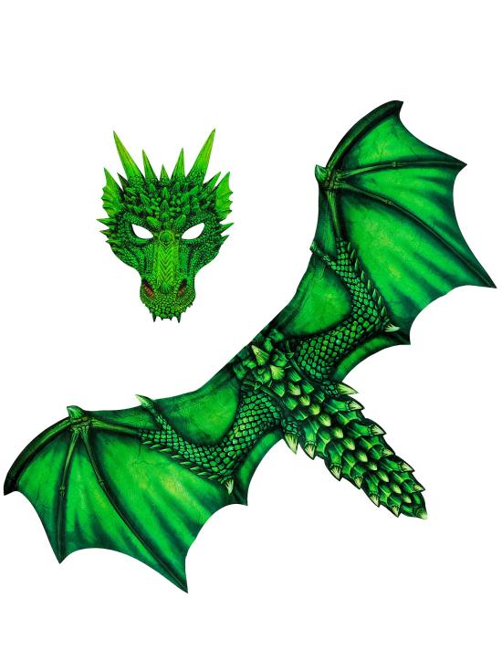 Alas y Máscara de Dragón Verde