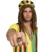 Anillo de Marihuana Dorado y Negro con Hoja de Cannabis para Disfraz Rastafari