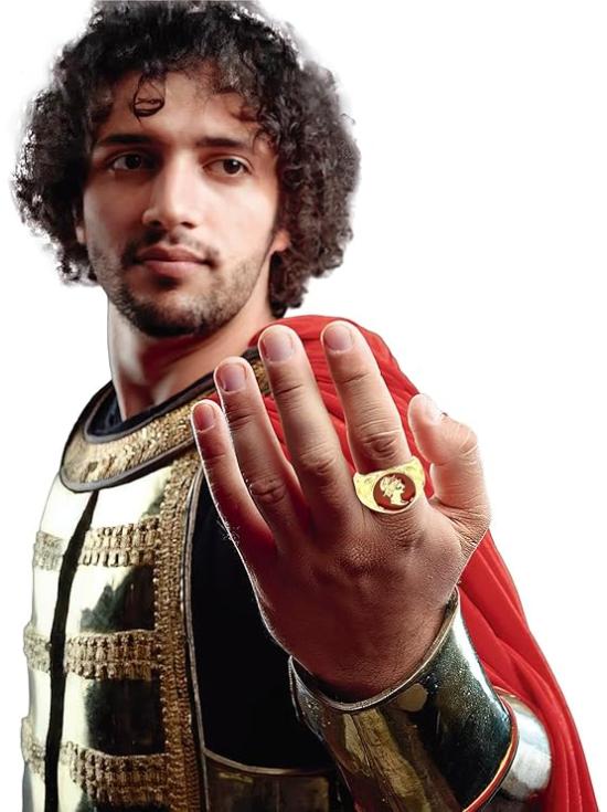 Anillo Romano Rojo – Accesorio de Joyería para Disfraces de Gladiador y Emperador