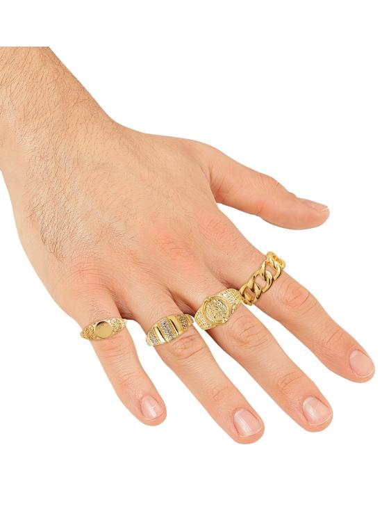 Anillos Oro Surtidos (Pack 4 Modelos) – Accesorio Top para Disfraz