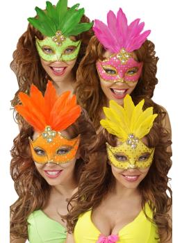 Antifaz Brasileño lentejuelas y plumas varios colores