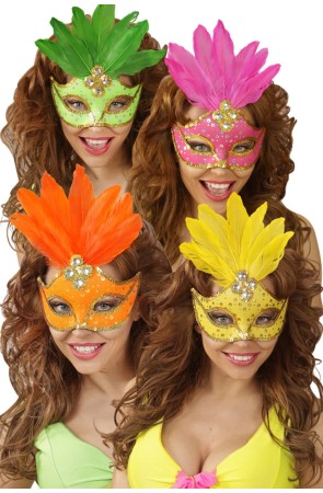 Antifaz Brasileño lentejuelas y plumas varios colores