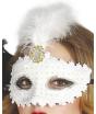Antifaz de color blanco con pluma