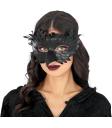 Antifaz de Plumas con Pico Negro Cuervo