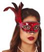 Antifaz Rojo lentejuelas con Pluma