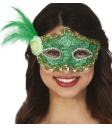 Antifaz Verde con Pluma