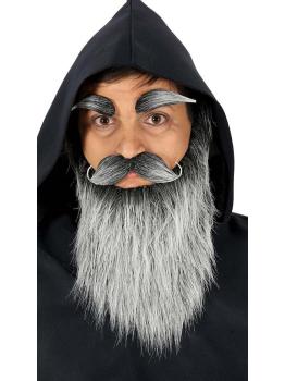 Barba de color  Gris con Bigote y Cejas