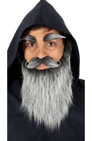 Barba de color  Gris con Bigote y Cejas