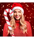 Bastón de Navidad Hinchable (90 cm) - Blanco y Rojo