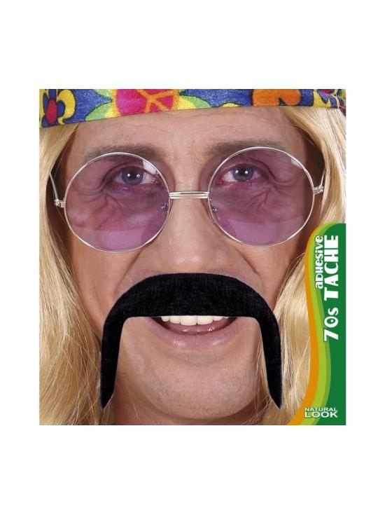 Bigote Negro años 70 con adhesivo.