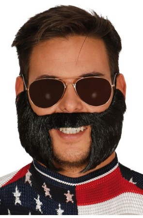 Bigote con patillas rockeras disfraz