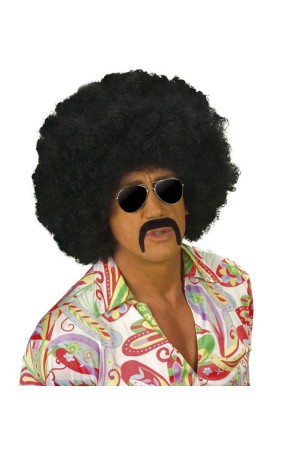 Bigote Negro años 70 con adhesivo.
