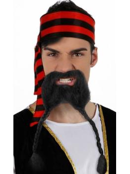 Bigote Negro con trenzas disfraz