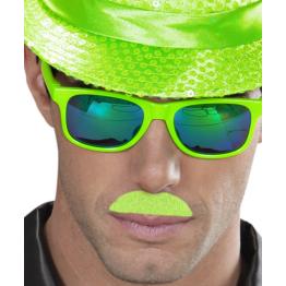 Bigote Neon Verde con adhesivo