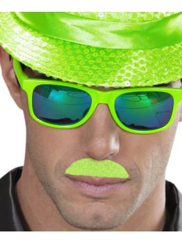 Bigote Neon Verde con adhesivo