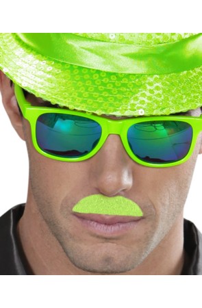 Bigote Neon Verde con adhesivo