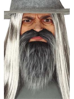 Bigote y Barba de Color Gris