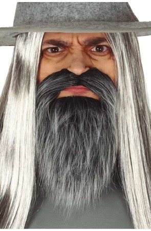 Bigote y Barba de Color Gris