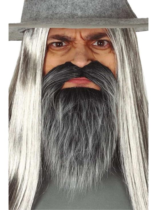 Bigote y Barba de Color Gris