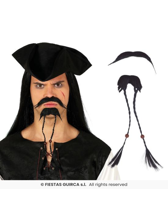 Bigote y Perilla Pirata con Trenzas
