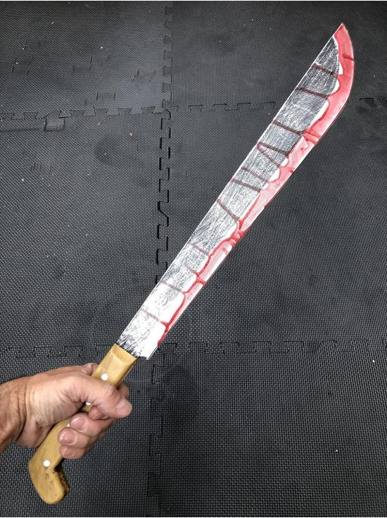 Bloody Machete – Arma Falsa, Cuchillo de jazon Manchado de Sangre, Accesorios de Halloween