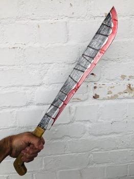 Bloody Machete – Arma Falsa, Cuchillo de jazon Manchado de Sangre, Accesorios de Halloween