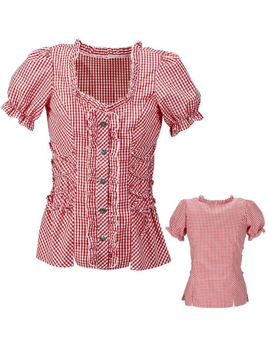 Blusa Cuadros Rojos Oktoberfest para mujer