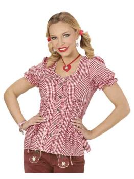 Blusa Cuadros Rojos Oktoberfest para mujer