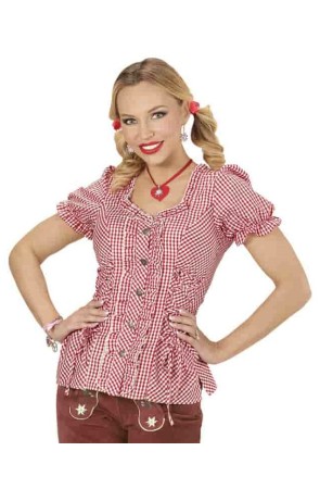 Blusa Cuadros Rojos Oktoberfest para mujer