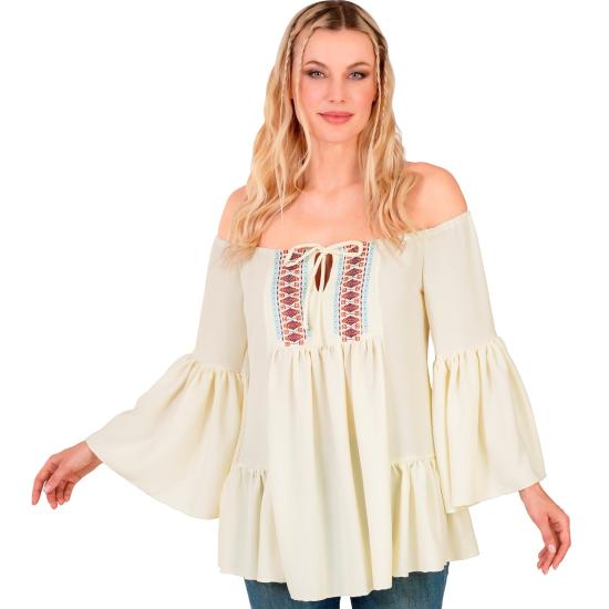 Blusa Hippie con Mangas Acampanadas para Mujer