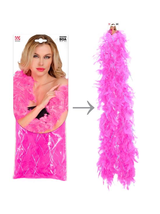Boa pluma fucsia lujo 1,80 mts 50 gramos IRIDISCENTE